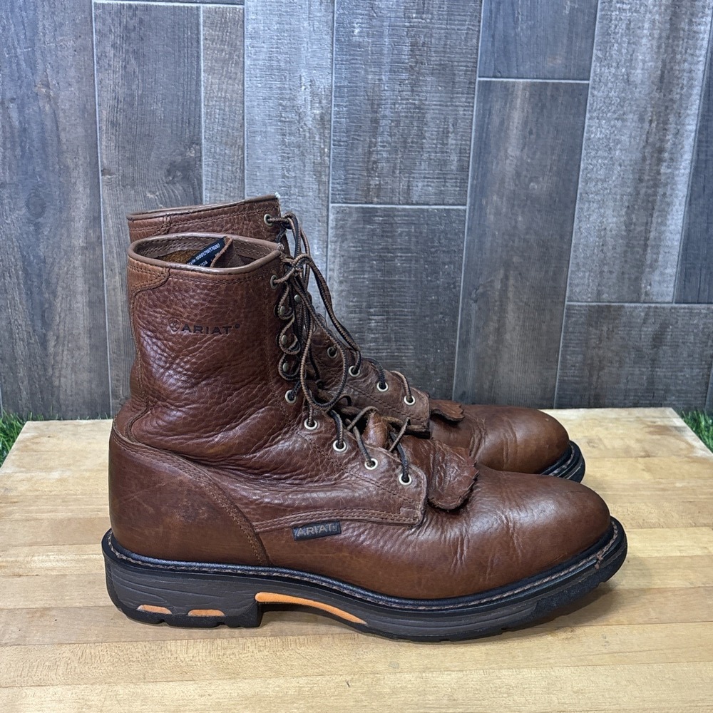 Ariat Cascade 8" Men's Brown Leather Soft Toe Work Boots Size 14D Lace Up